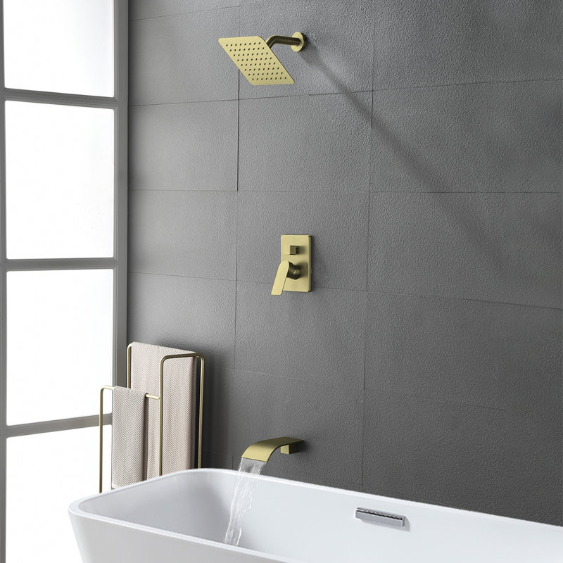 Ensemble de robinet de baignoire et robinet de douche en nickel brossé avec bec de baignoire et ensemble de garniture de robinet de douche Système de douche