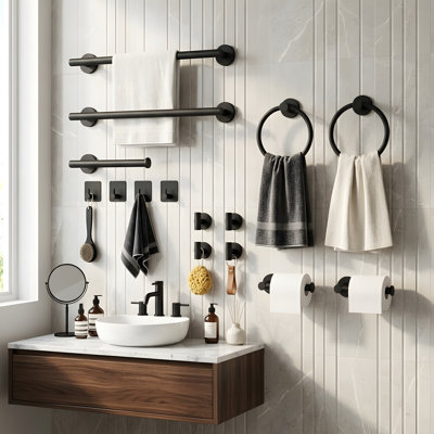 14 Pieces Bathroom Hardware Accessories Set Towel Bar Set Wall Mounted