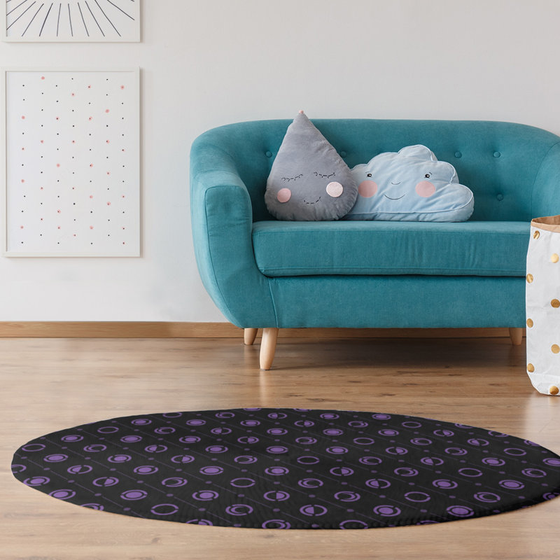 Chenille Geometric Indoor Rug, Round 5'