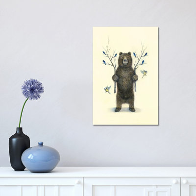 Ours avec des oiseaux par Neil Thompson - Giclée sur toile tendue avec châssis