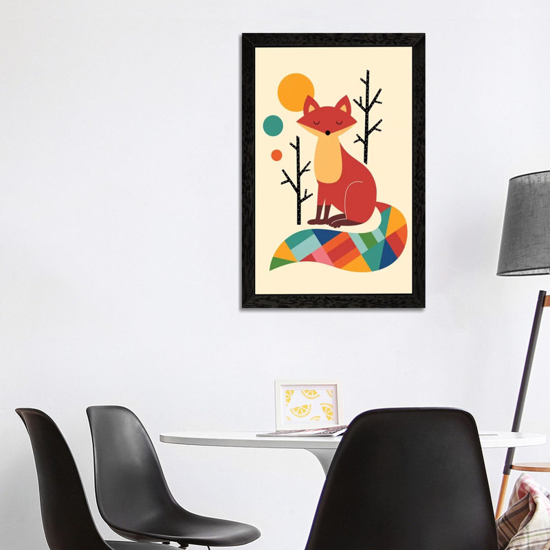 Rainbow Fox by Andy Westface - Print on Canvas, Black Framed, 66.04 cm H x 45.72 cm W