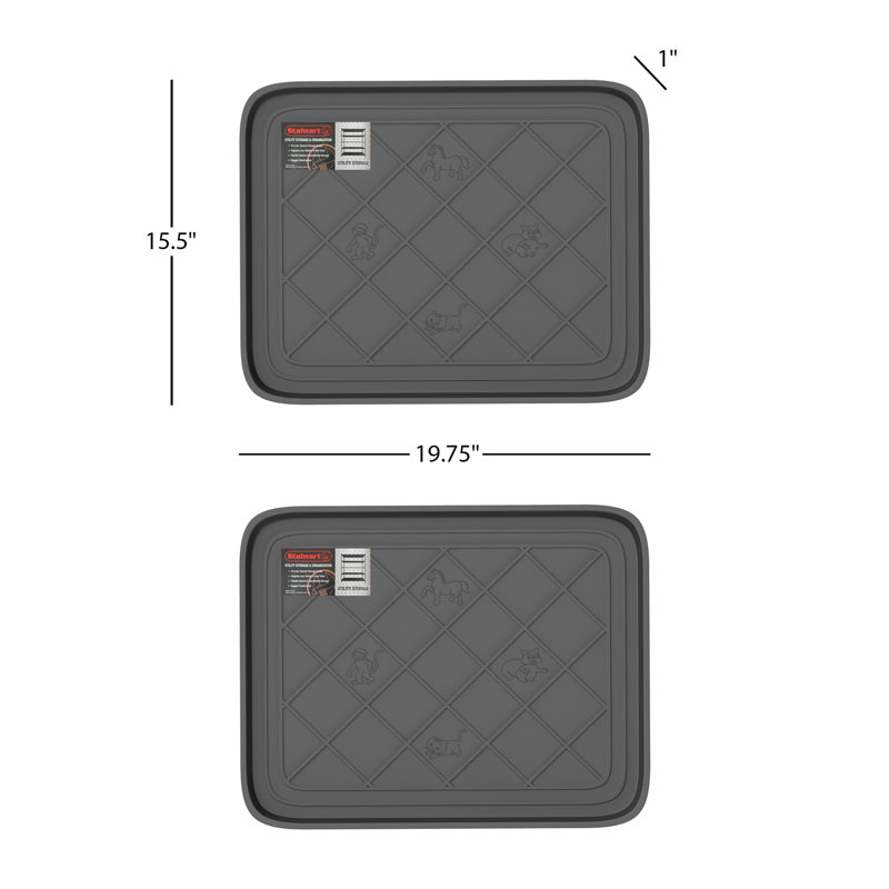 Set of 2 Plastic Boot Trays - Small Water-Resistant Plastic Utility Shoe Mat for Indoor and Outdoor
