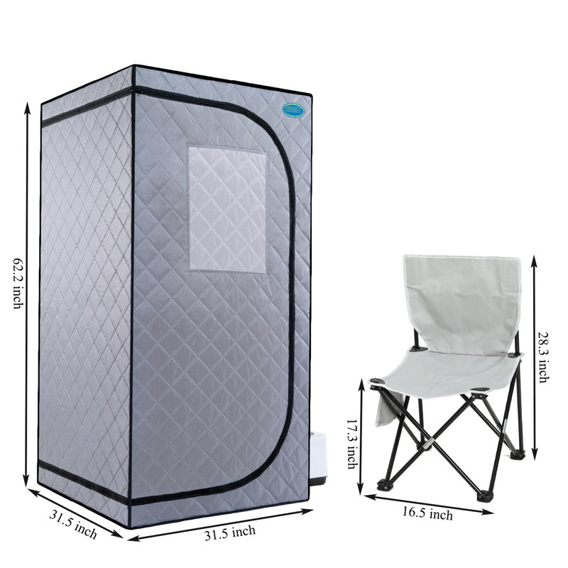 Portable Steam Grey Mini Plus - Personal Home Spa With Generator & Remote. Foldable Chair. Easy Installation. Quick Heating. Ul Accredited. Fabric. 360 Dispersion. Element. Improve Skin Smoothness