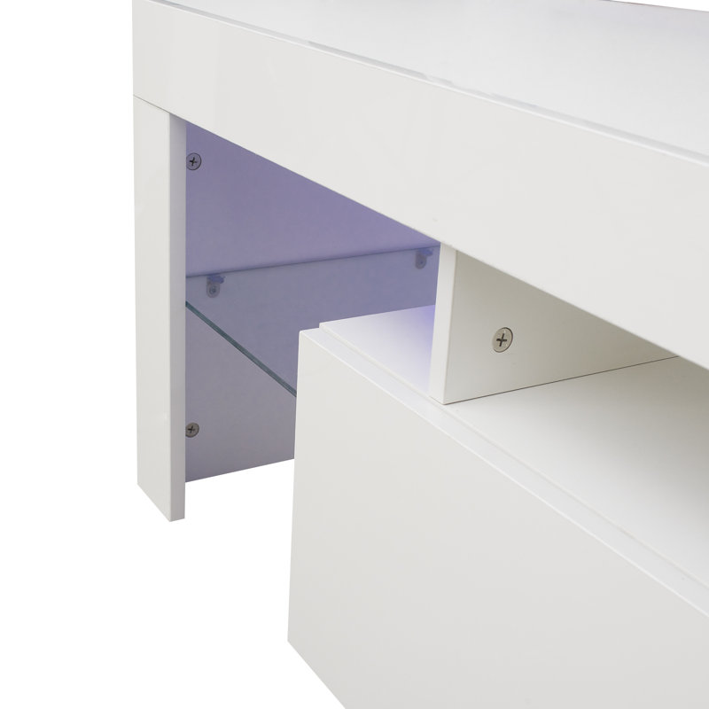 Casey LED TV Stand with Adjustable Lights & Storage, White