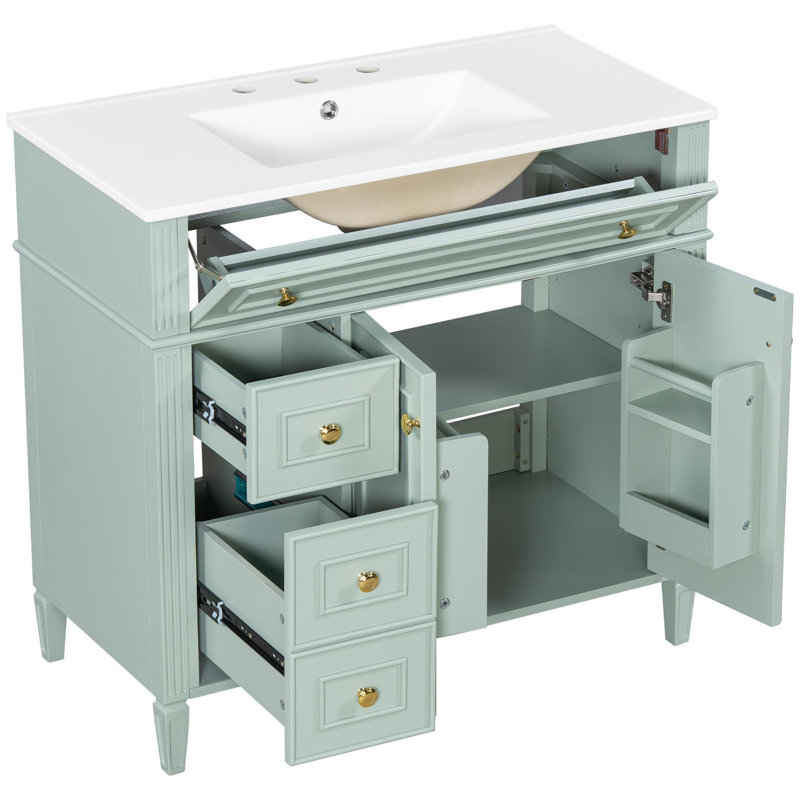 Meuble-lavabo moderne avec lavabo, Vert