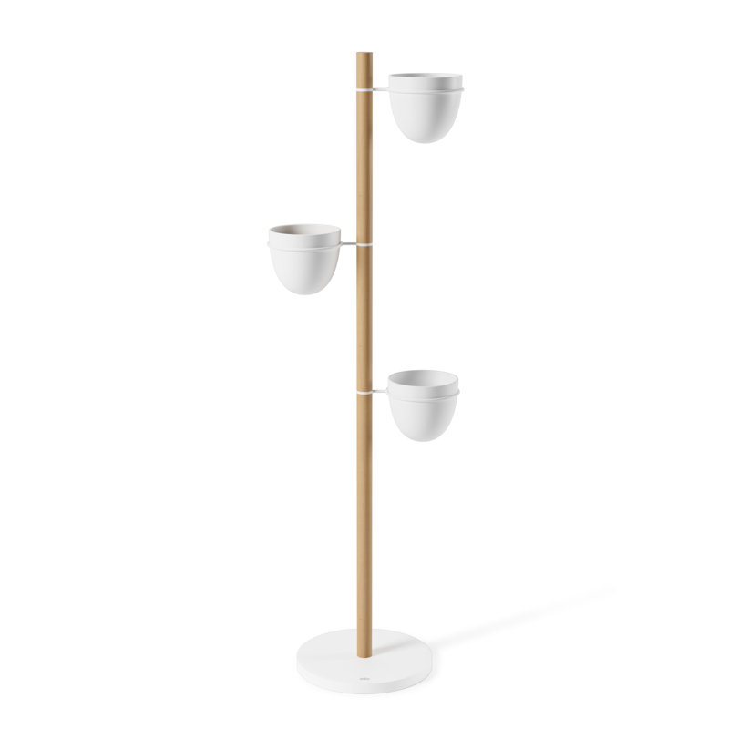 Wood Pot Planter, White / Natural