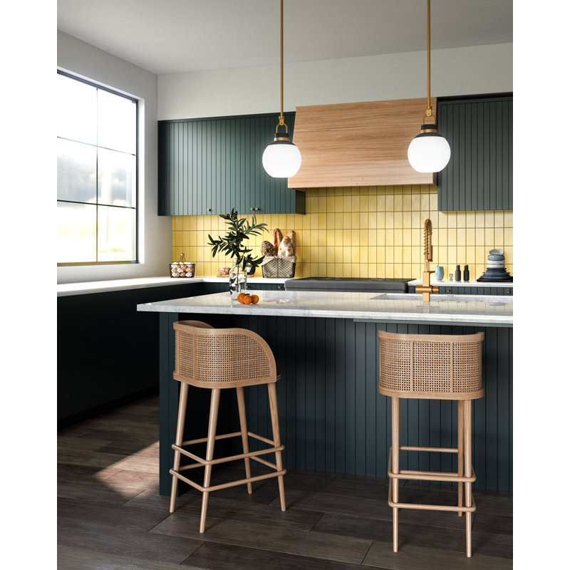 Luminaire suspendu simple Copperfield, Doré vieilli, Opale