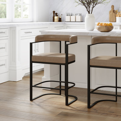 Francoise Metal And Upholstered Half Moon Commercial Grade Stool