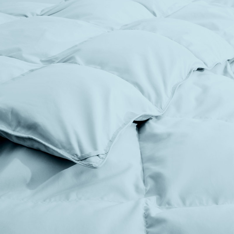 All Season Goose Feather Fiber Comforter, California King, Blue