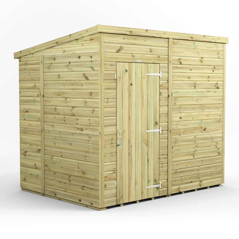 Powersheds 8 x 6ft Premium Pressure Treated Timber Windowless Pent Garden Shed