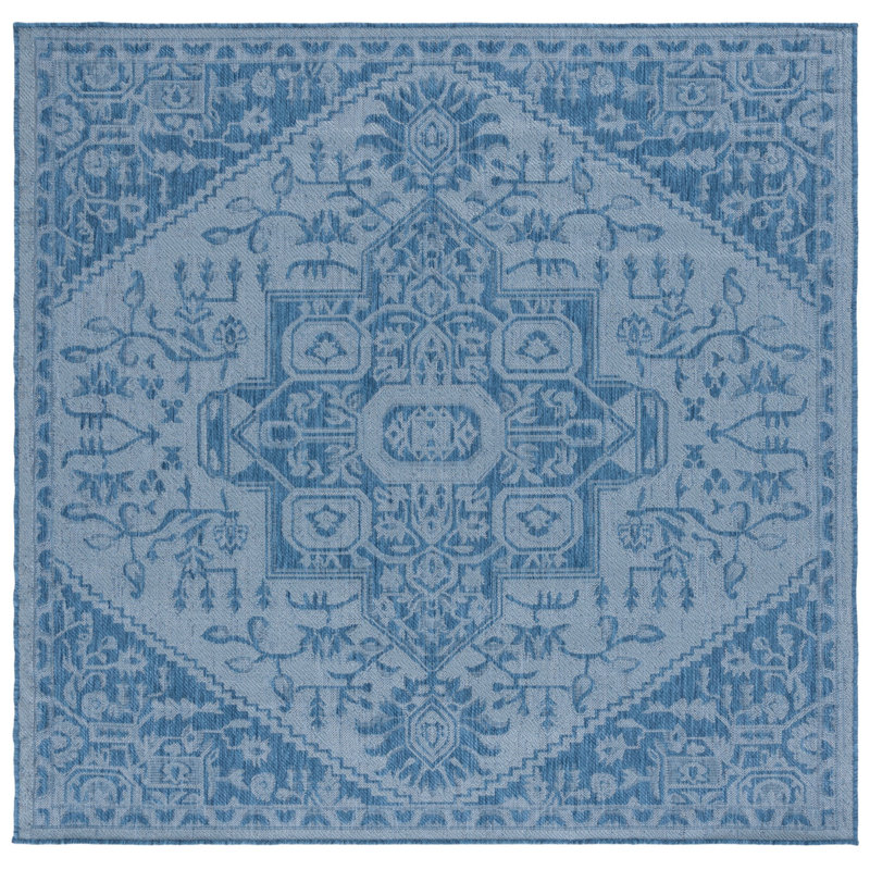 Mayleen Performance Machine Washable Oriental Indoor/Outdoor Area Rug, Square 6'7"