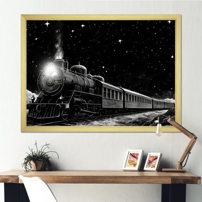 Train noir et blanc II - train, art mural