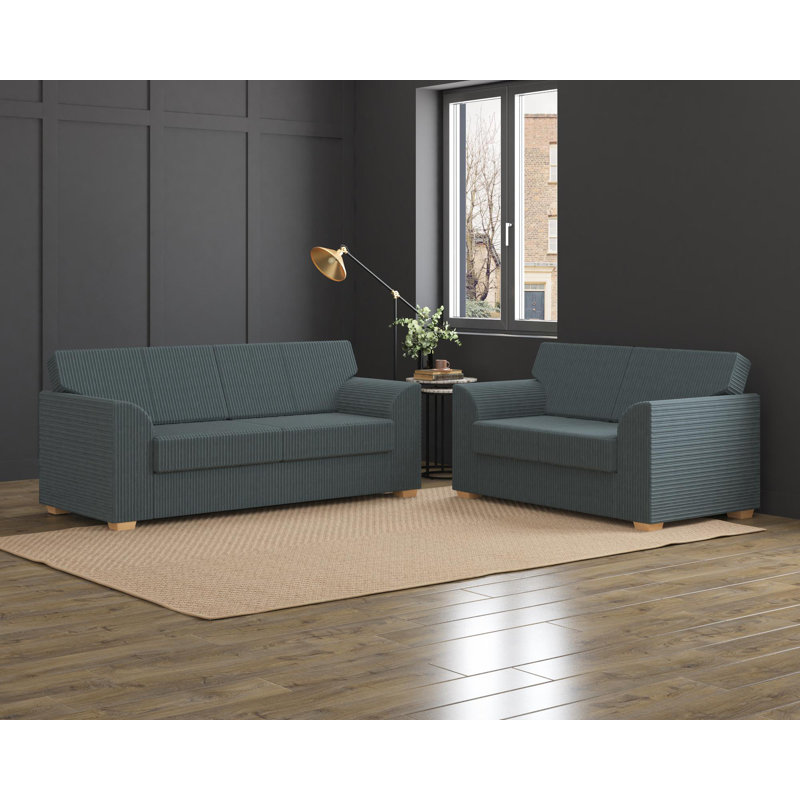 Modo Three Seater and Two Seater, Fixed Back, Charcoal