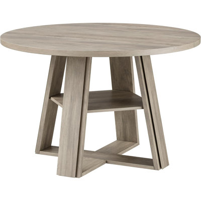 Table de salle à manger ronde 43 "pour 2 à 4 personnes - Table de ferme moderne avec base piédestal et tablette de rangement
