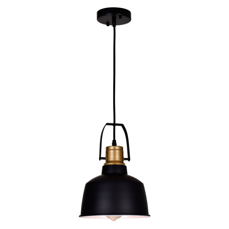 Luminaire suspendu noir 9 po de style campagnard industriel avec base à 1 ampoule E26 pour îlot de cuisine ou salle à manger - hauteur de suspension réglable, compatible avec DEL