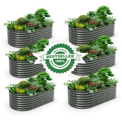 Raymont 8x4x2ft Oval Modular Metal Raised Garden Beds (Gray)