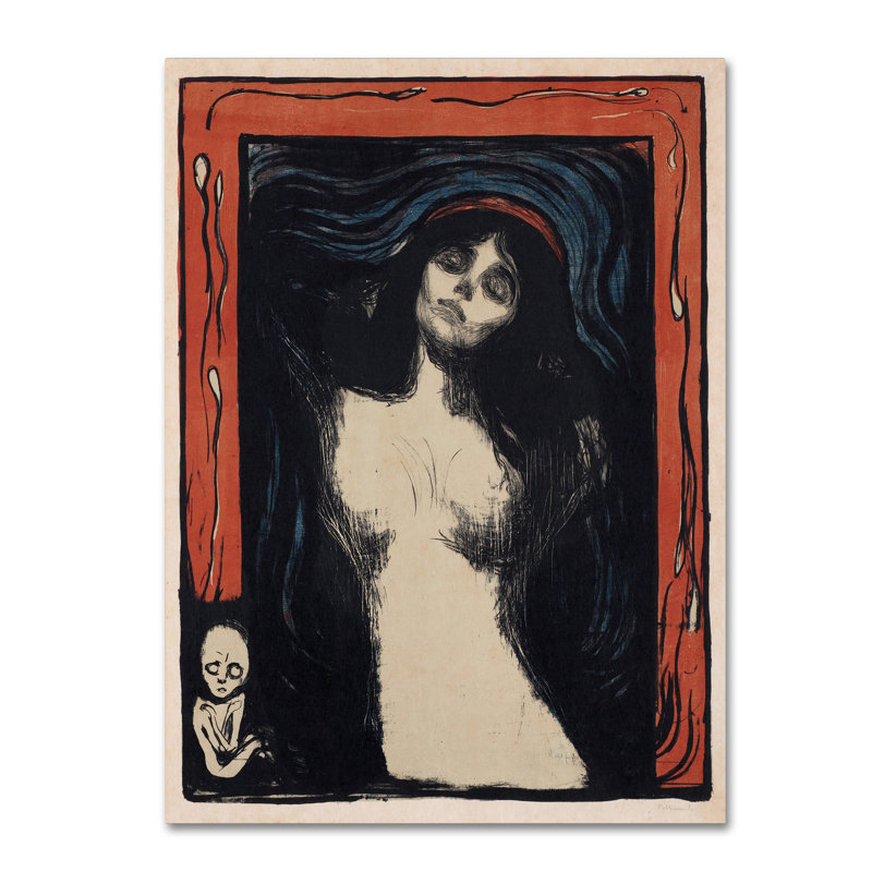 « madone 2 » par impression sur toile tendue Edvard Munch, H 19 po x l 14 po