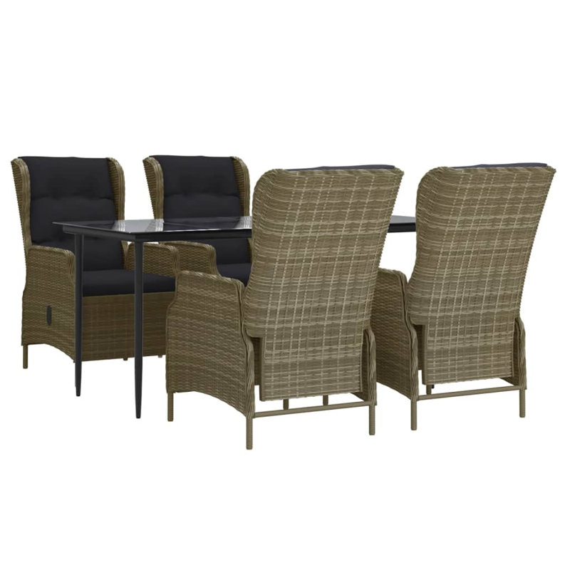 Figuaro Rectangular 4 - Person 63" Long Dining Set with Cushions, Brown
