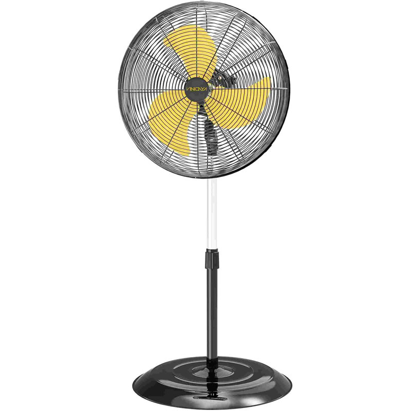 Ventilateur sur pied 20 po à 3 vitesses pour l'intérieur en noir avec 5200 pi³ / min, oscillant à 80 ° pour les ateliers / entrepôts / garages.