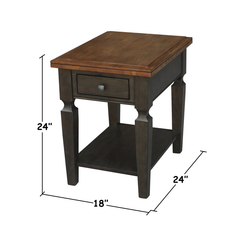 Briseno Solid Wood End Table with Storage, Hickory/Washed Coal