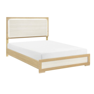 Lit moderne en bois d'ingénierie avec tête de lit DEL