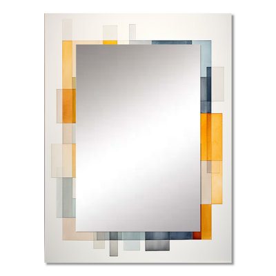 Multicolor cubes patterns IV - Geometric Wall Mirror, Modern Decorative Mirror, Printed Metal Art