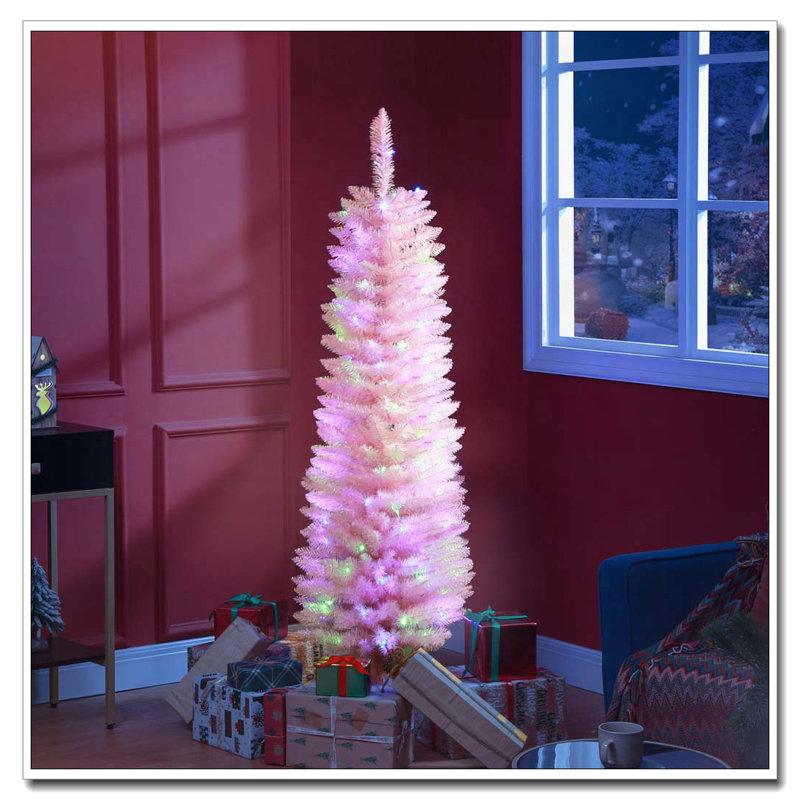 Arbre de Noël artificiel rose 5 pi, H 5 pi