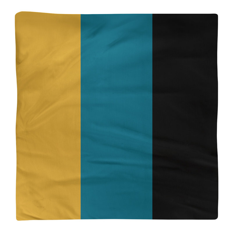 Cotton Striped Square Napkin, Gold/Aqua/Black