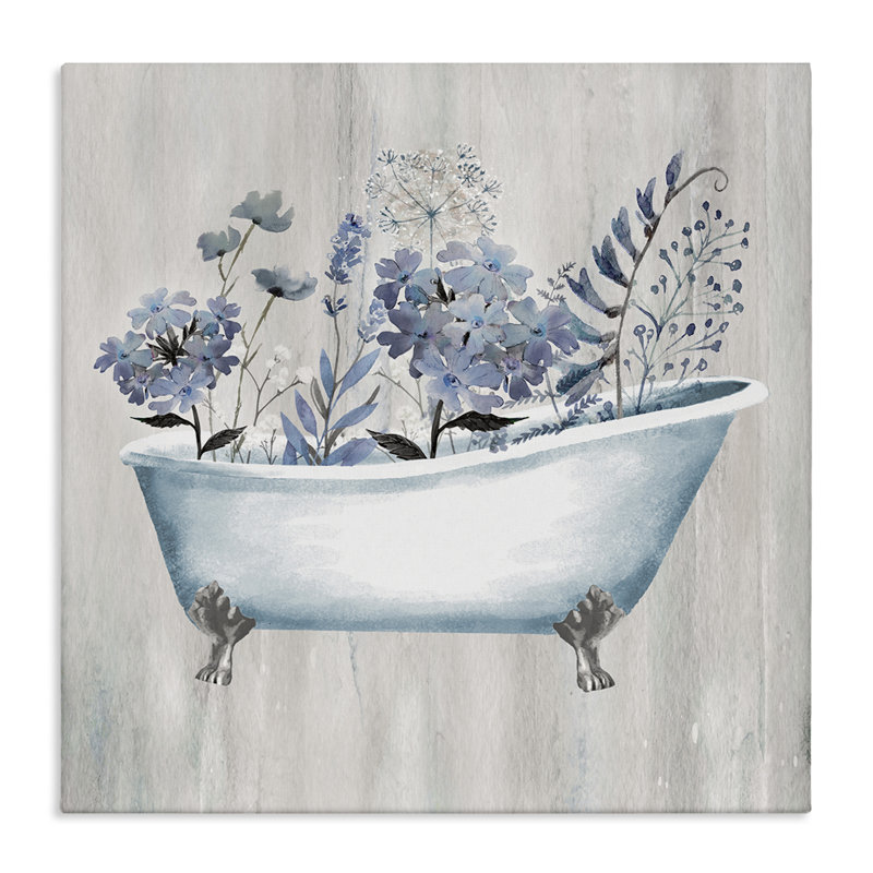 Art mural rétro sur toile de fleurs bleues rétro par Conrad Knutsen, H 30 po x l 30 po