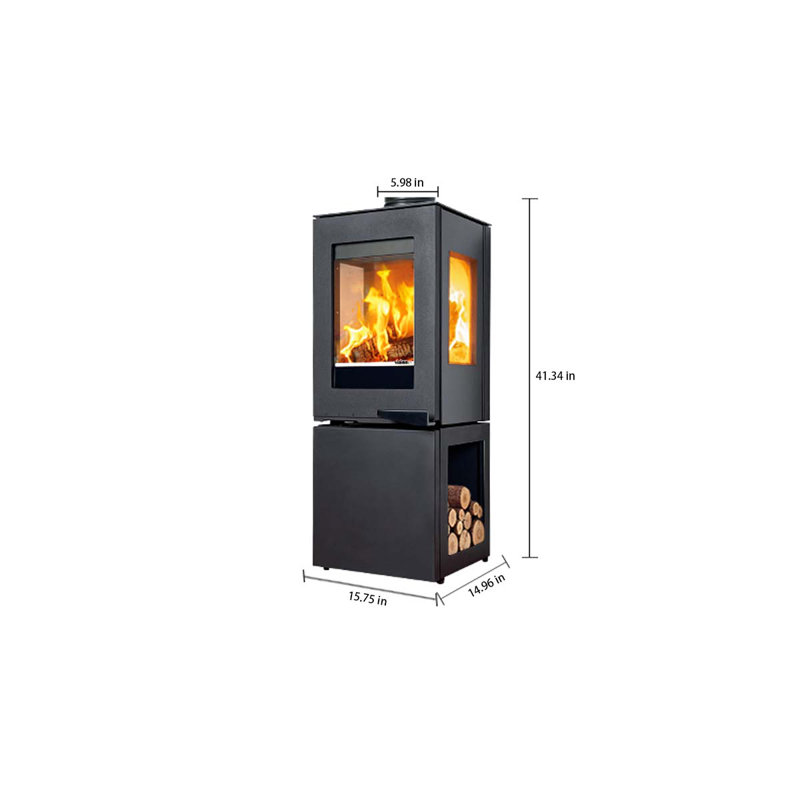 Chauffage vertical vertical au bois noir