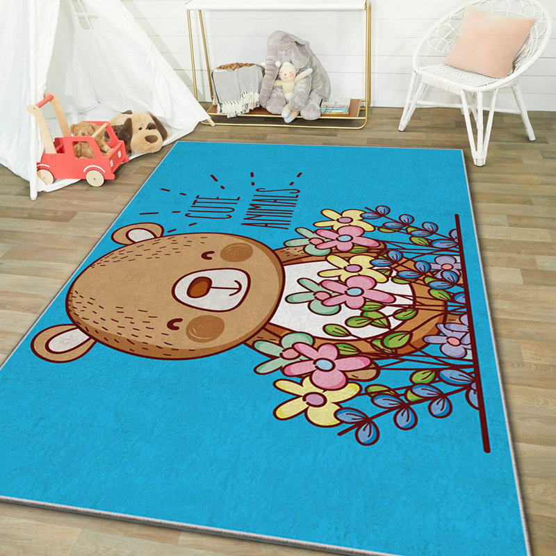 Tapis luxueux, 4,6 x 7,2 pi, 100% polyester, 740 g / m² | Revers en feutre antidérapant, éponge stratifiée pour le confort, antibactérien et facile à nettoyer | Tissu de velours élégant avec impression numérique, lavable à la machine