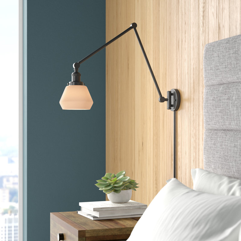 Chill Plug-in Swing Arm Sconce, Plated Smoked, Polished Chrome, 6 Watt Vinage LED Bulb