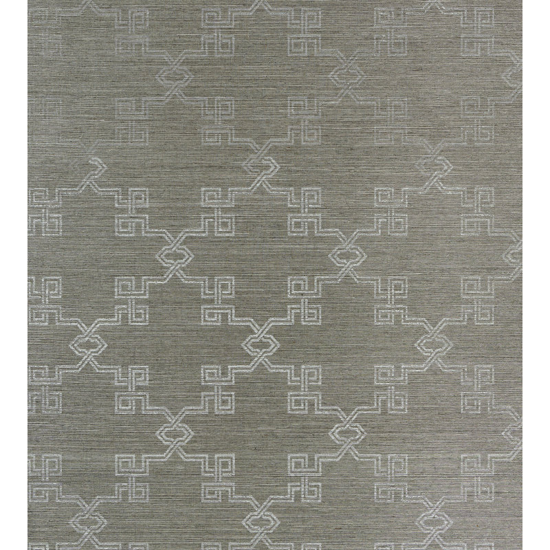 Kingsley Grass Cloth Wallpaper Roll, Silver on Pewter
