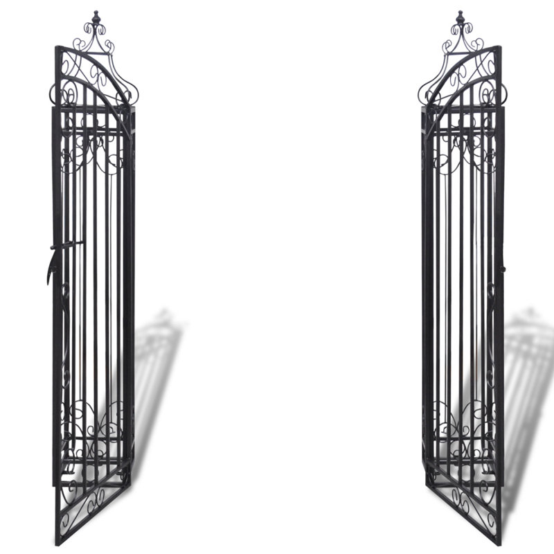 122cm W x 20.5cm D Iron Arbour Gate with Gate in Black