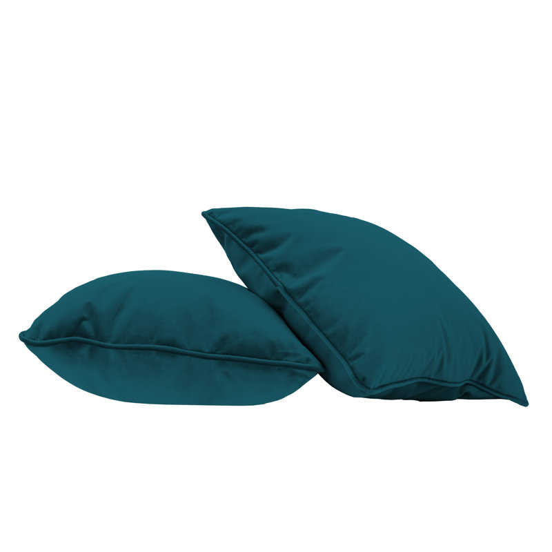 Rectangle Lumbar Microfiber Pillow with Piping, 2-pack, Square 18", Peacock