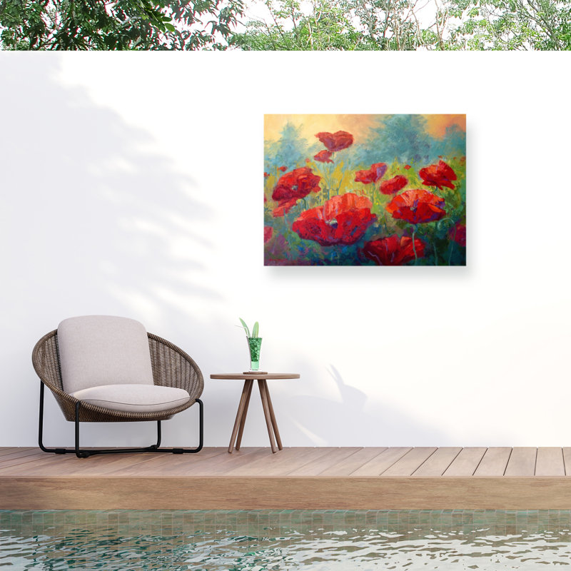 Toile extérieure «Field of Poppies» par Marion Rose, H 24 po x l 32 po x P 1,5 po
