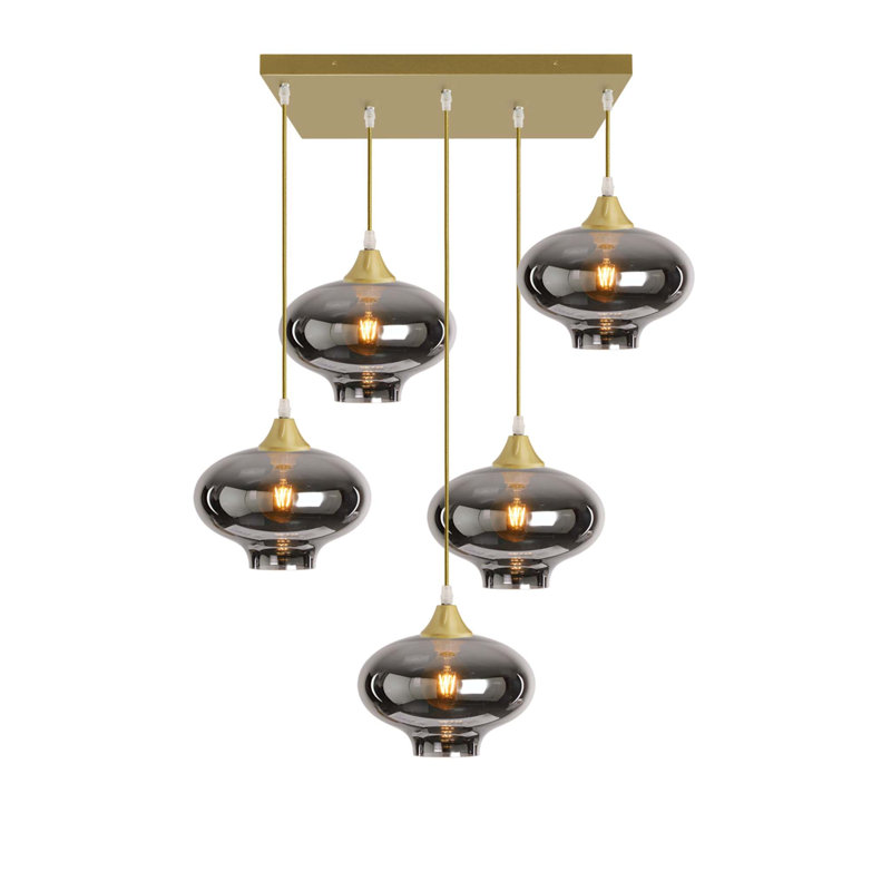 5 - Light Black Cluster Pendant, Gold, Silver