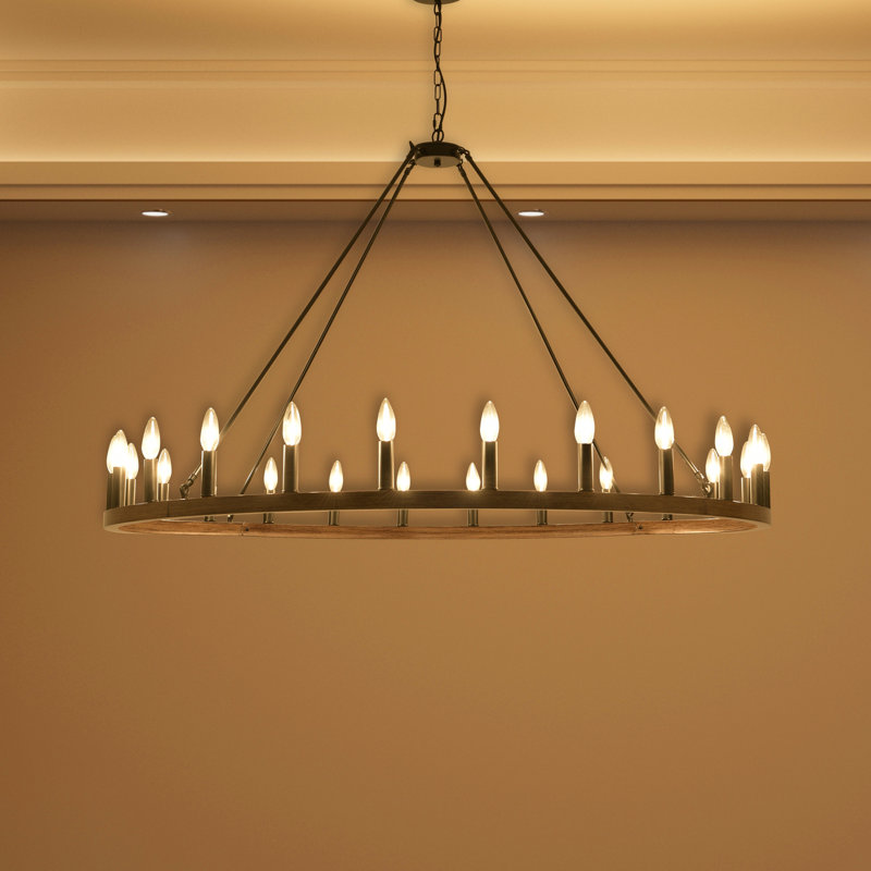Shelbea 24 - Light Wagon Wheel Chandelier