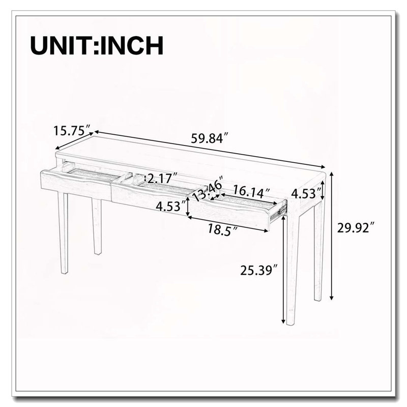 59.84'' Elegant Console Table, Natural