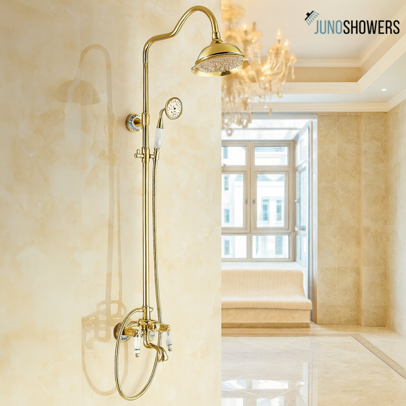 Système de douche avec valve thermostatique et douchette réglable, Chrome chrome