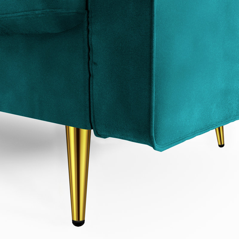 Madalinn 58'' Velvet Loveseat, Teal Blue Velvet