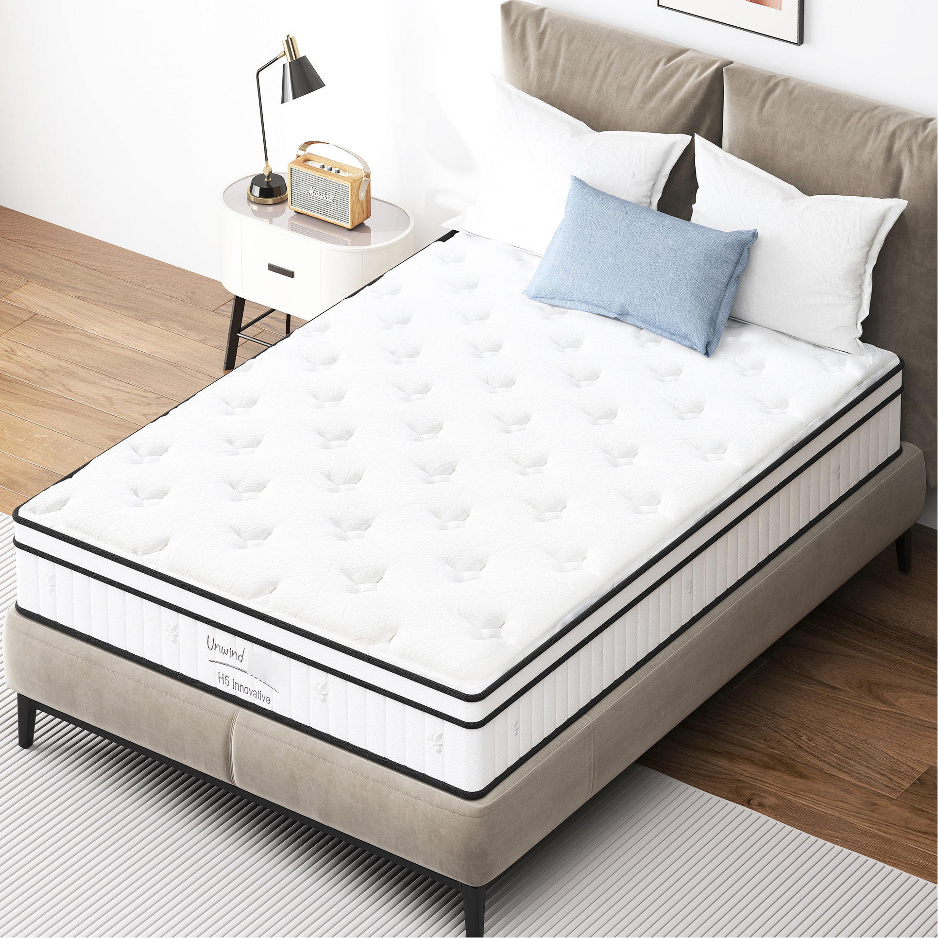 Alwyn Home King Size Mattress 10 Inch, Medium Firm Pocketed , , Compact ...