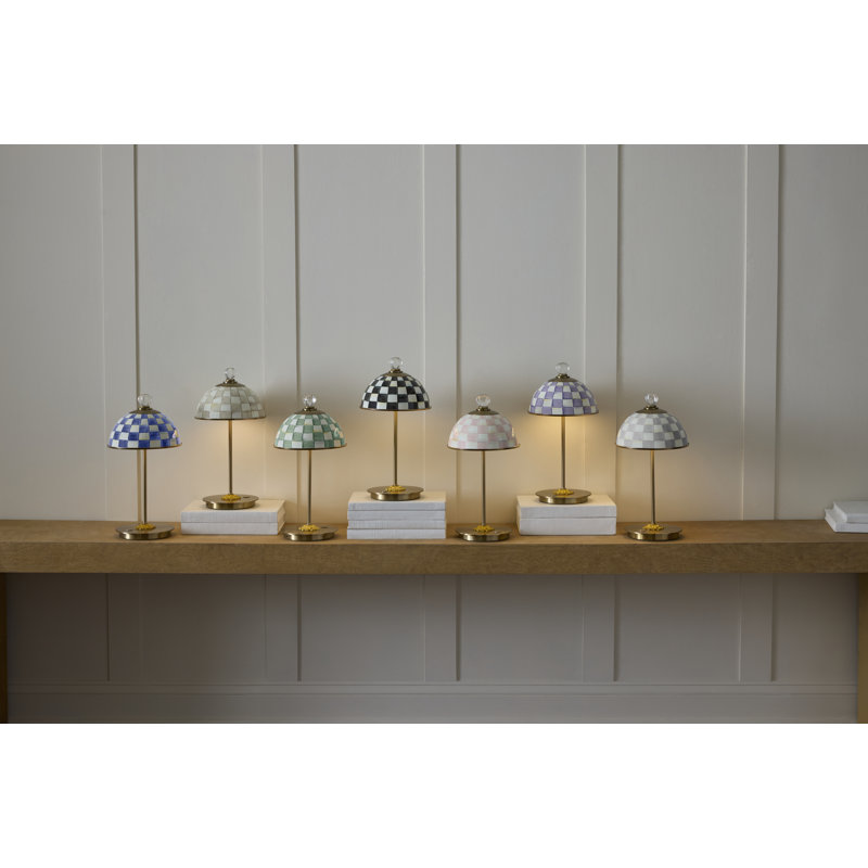 Courtly Check LED Rechargeable Dome Table Lamp
