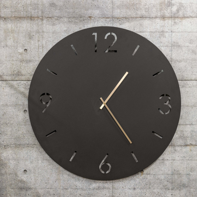 TIME Metal Wall Clock, Large, Black