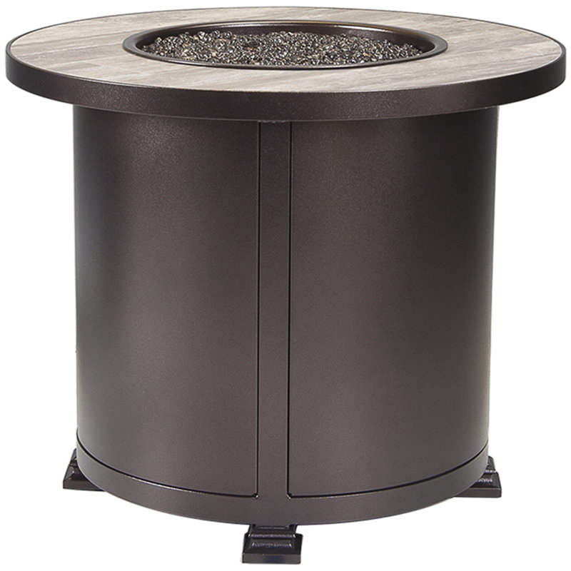 Santorini 30" Round Chat Height Fire Pit, Carbon Black/Urban Shift