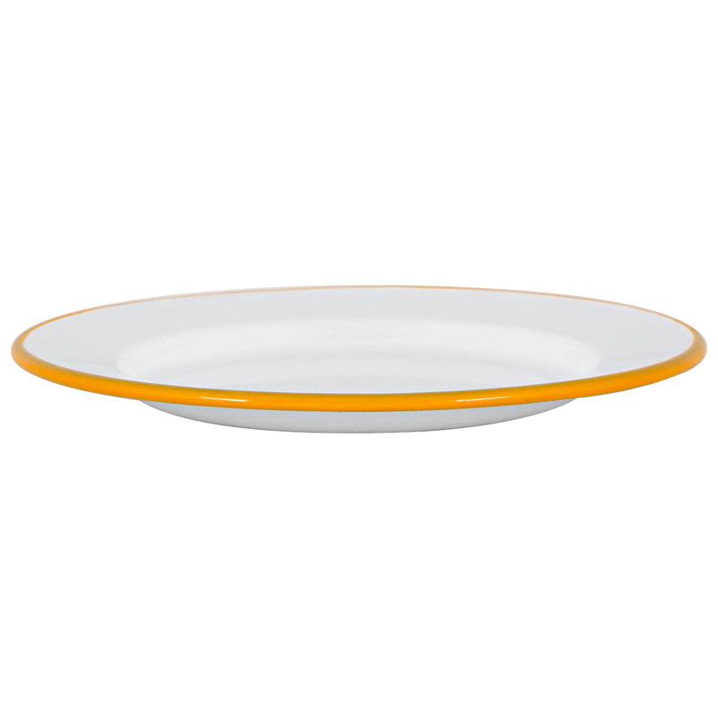 Argon Tableware - White Enamel Dinner Plates - 25.5cm - Set of 6, Yellow