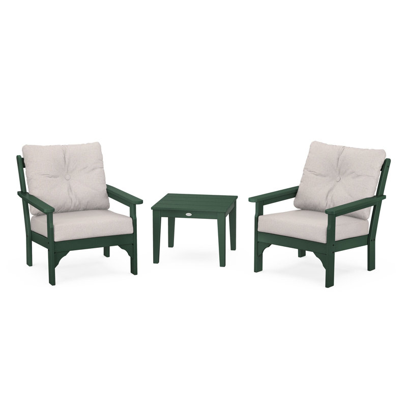 Vineyard 3-Piece Deep Seating Set, Dune Burlap, Green