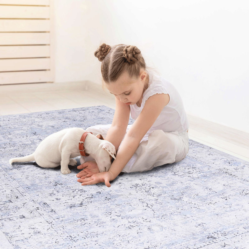 6x9 Area Rug, Washable, Non-slip, Non-shedding - Bring A Fresh Look To Your Living Room, Bedroom, Kitchen, Dining Room (blue+cream Low-pile Enhance Beauty Of