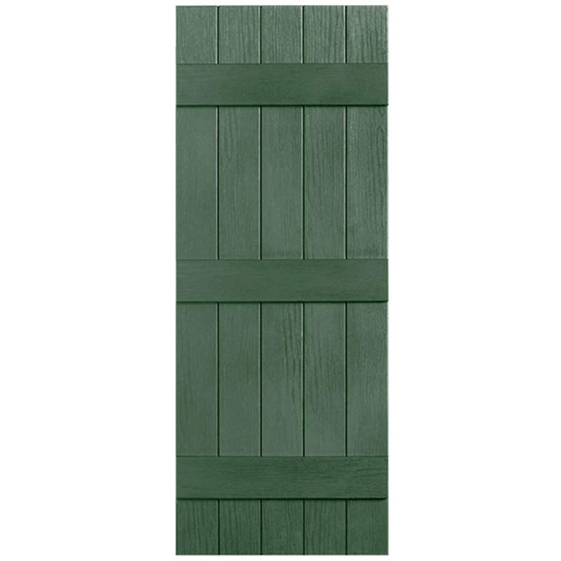 Paire de volets en vinyle fermés à trois lattes et cinq planches, 48 po, Vert