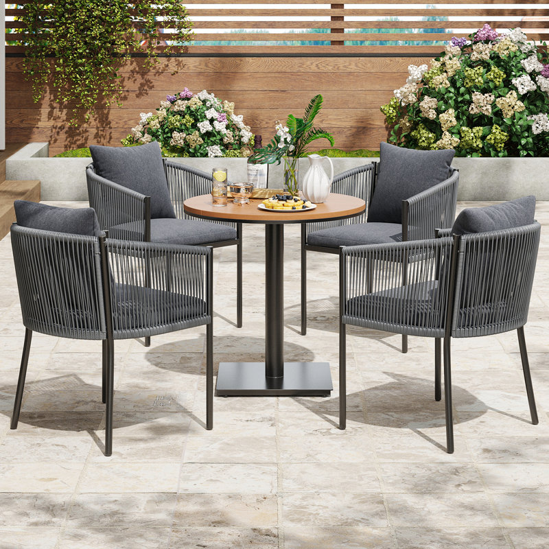 2 Pieces Outdoor Chairs, Patio Dining Chairs, Rattan Wicker Chair Set With Cushions For Garden, Deck, Backyard